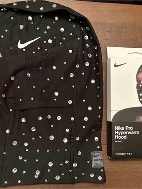 Nike bedazzled Black Rhinestone-Embellished Pro Hyperwarm Hood